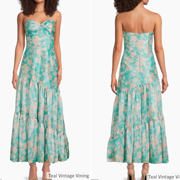 🚨NWT Hutch Anthropologie Phoebe Floral Strapless Maxi Dress - Picture 5 of 12